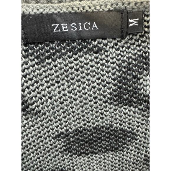 Zesica Open Button Front Gray Leopard Prints Cardigan Sweater Size Medium - Picture 3 of 4